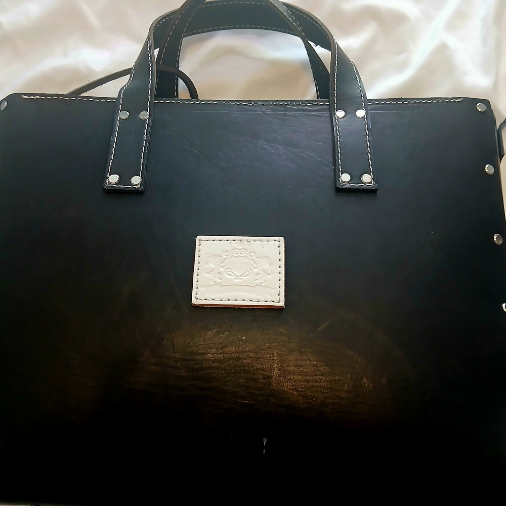 Stylish Handmade Leather Black Women's Briefcase/Laptop Bag